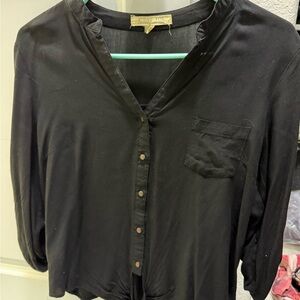 Black Button-Front Women's Top